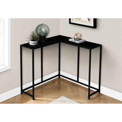 Modern Black Console Table For Entryway, Living Room, Bedroom - Narrow Corner Accent With Spacious Laminate Top And Metal Frame Bedroom, Entryway