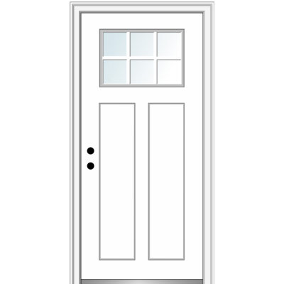 Porte d'entrée pré-suspendue en fibre de verre apprêtée Craftsman