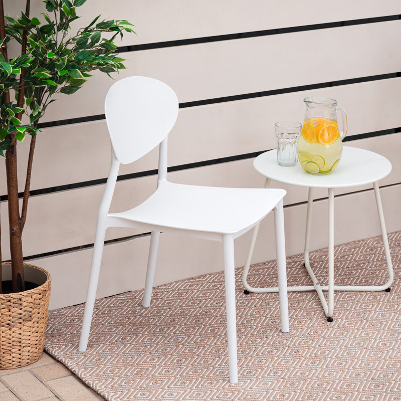 Eilonwy Stacking Patio Dining Side Chair, White