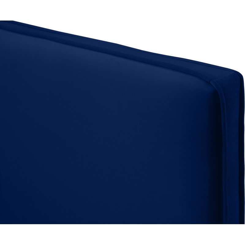 Upholstered Platform Bed, Twin, Navy Velvet