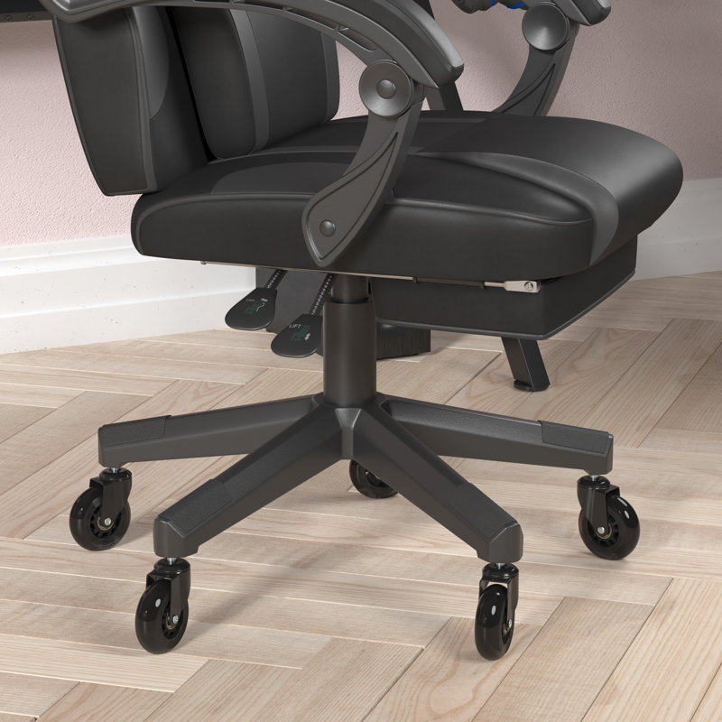 Kaysten Office Gaming Chair with Skater Wheels & Reclining Arms, Black/Gray