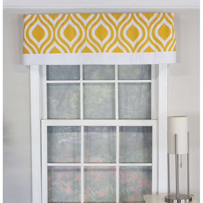 Yellow and White Geometric Patterned Window Valance