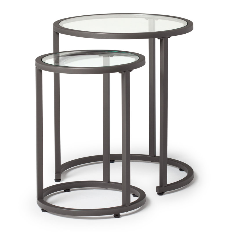 Haye Glass Top Nesting Tables, Grey