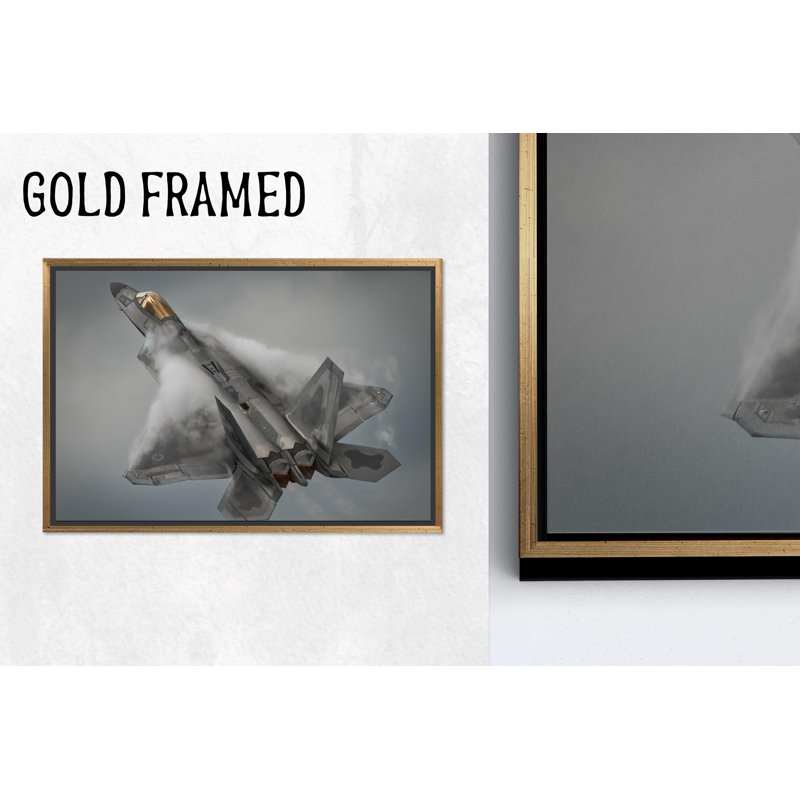 Reproduction d'art sur toile imprimée: F-22 Raptor Fighter Jet Decor, 1P GoldFramedCanves, 47,3 po H x 102,4 po l