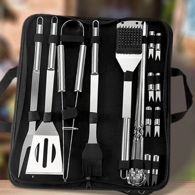 3/7/20 Pcs Stainless Steel BBQ Tool Set Complete Grill Accessories Kit with Spatula Tongs Forks