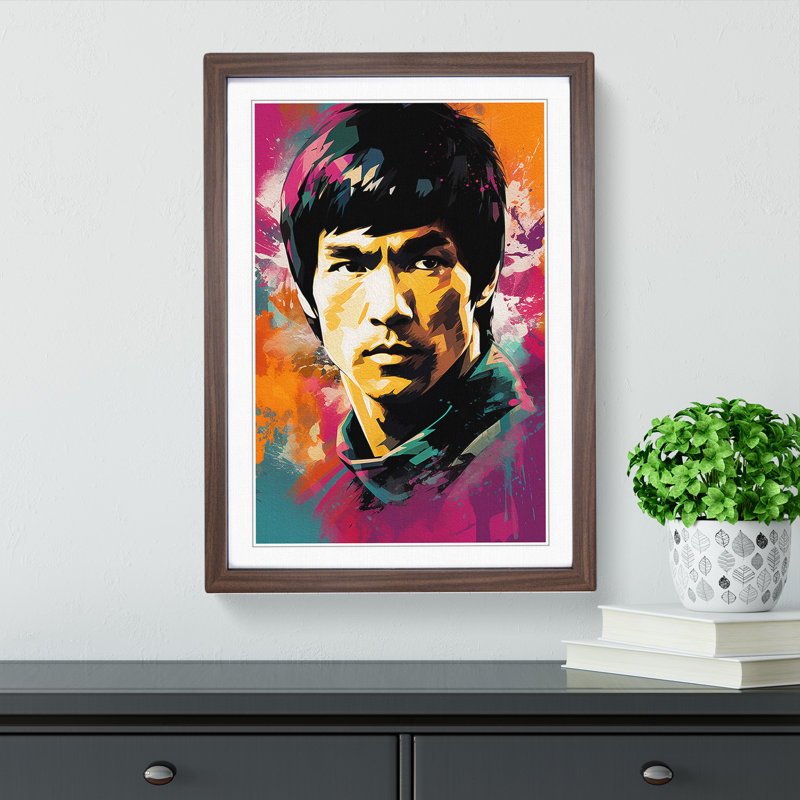 Bruce Lee Colour Field Art - Framed Print, 64cm H x 46cm W x 2cm D, Walnut