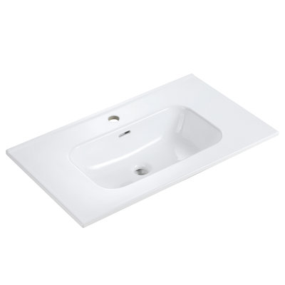 Bassin intégré en céramique blanche, drain non inclus