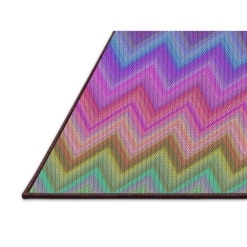 Tapis rouge/bleu/vert à motif Ouellet, Rectangle 5 pi x 7 pi