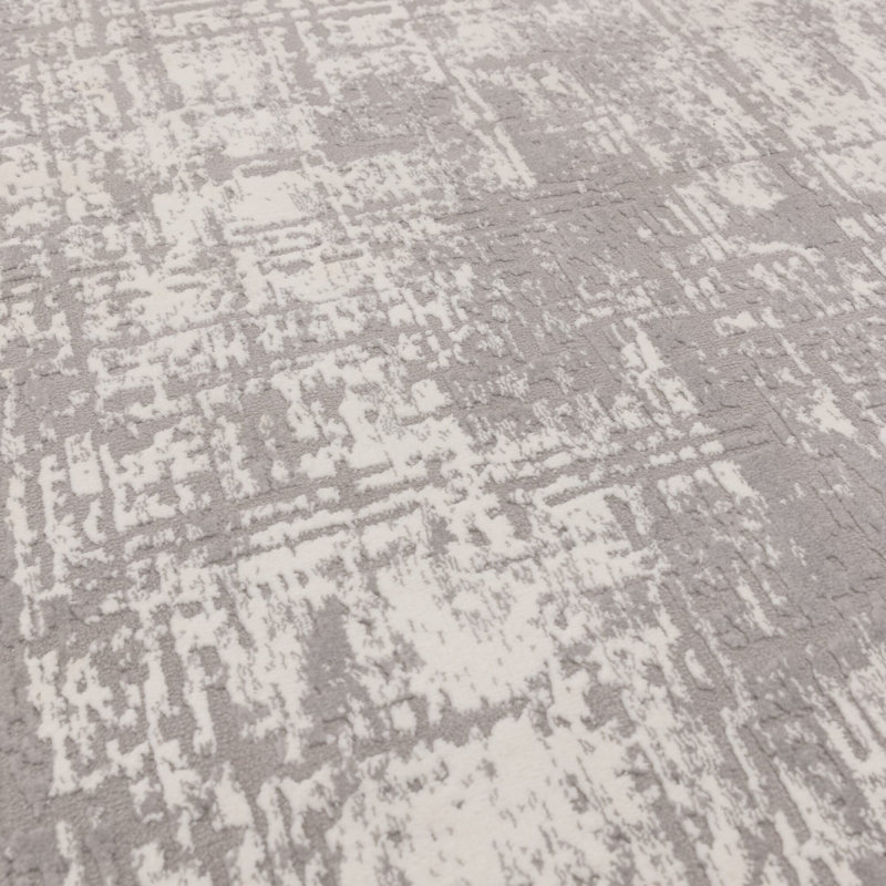 Abrienne Soft Shiny Modern Grey/White Rug, Rectangle 240 x 340cm