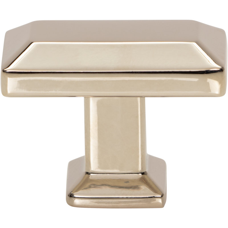 Polished Nickel Rectangular Transitional Cabinet Knob