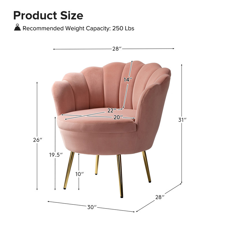Fauteuil demi-tonneau Hendrix, Velours rose