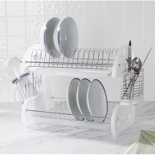 Drying and Organizing Dishes Plastic 2-Tier Dish Drainer Rack