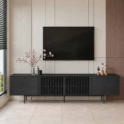 Retro Style TV Stand & Media Unit | TV Cabinet for 75-100 Inch TVs | Large Storage with Cable Ports | 1.8m & 2.4m Size Options | Premium Furniture for Living Room，Fast Dispatch From UK Warehouse — 2 Working Days