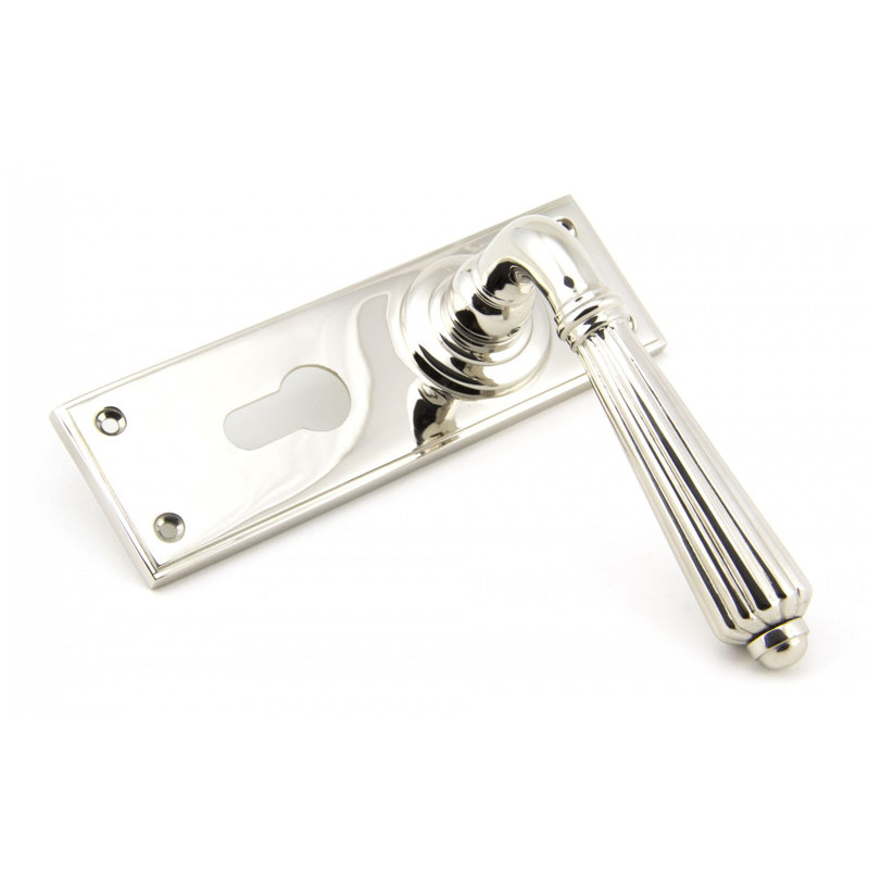 Hinton Lock Door Handle Kit, Polished Nickel