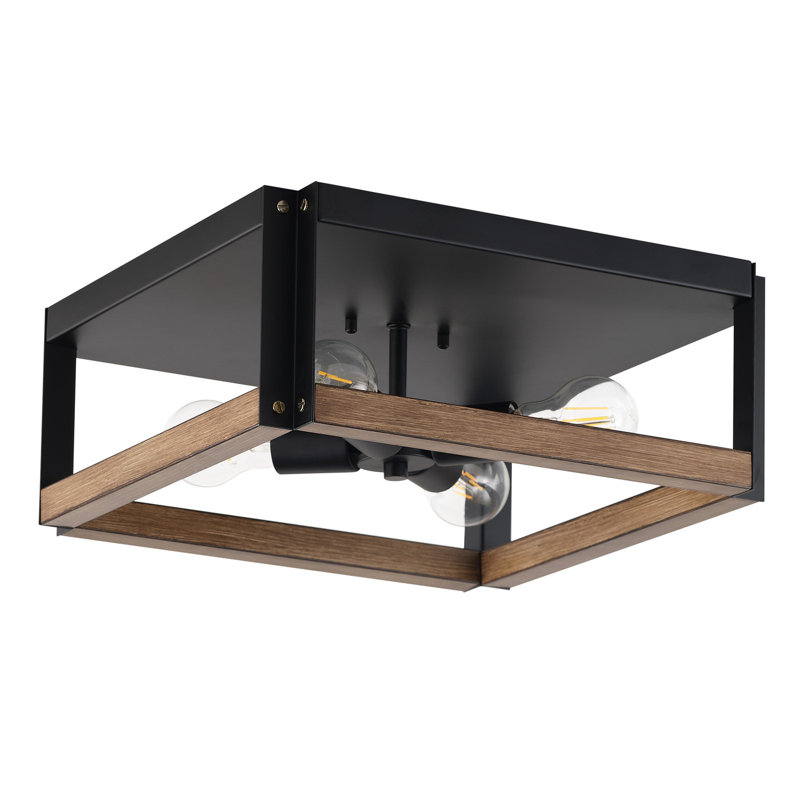 4-Lamp matte black wrought iron adjustable ceiling light