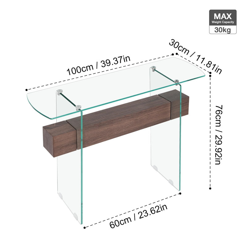 Charnelle 100cm Glass Console Table