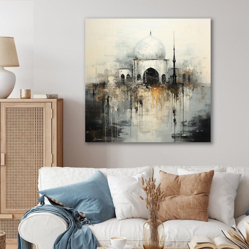 Mosquée de l'Islam minimalisme sur toile, H 16 po x l 16 po x P 1 po, Toile tendue