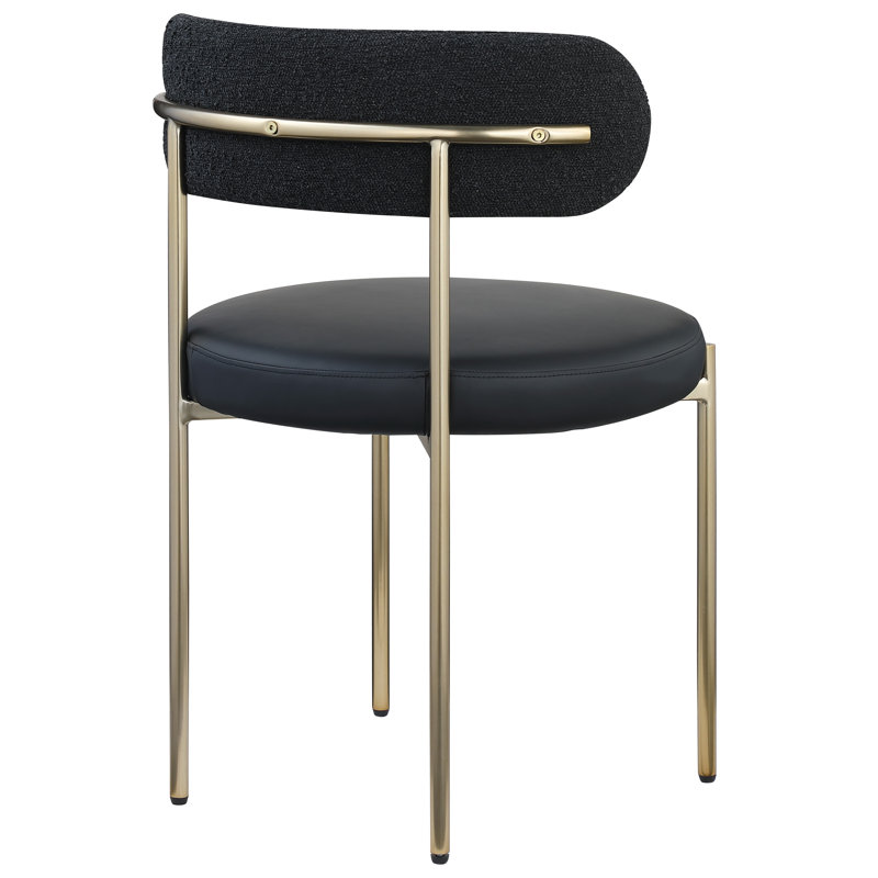 Beacon Side Chair, Black Boucle Fabric, Brushed Brass