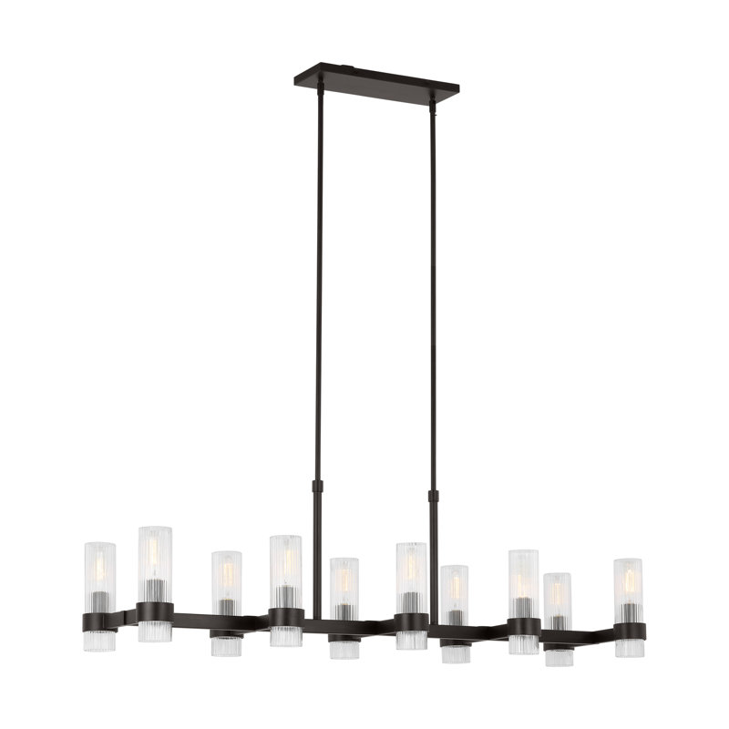 10 - Light Dimmable Linear Chandelier, Aged Iron