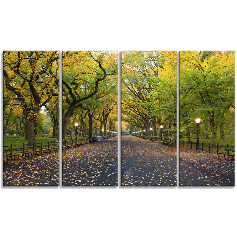 «The Mall Area in Central Park», ensemble de 4 reproductions de photos sur toiles tendues
