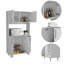 Blanc et îlot de cuisine et garde-manger. Divertissez en toute joie. 3 tablettes basses sur l'îlot. Tablettes de rangement en miel Rails de construction en bois - Armoire