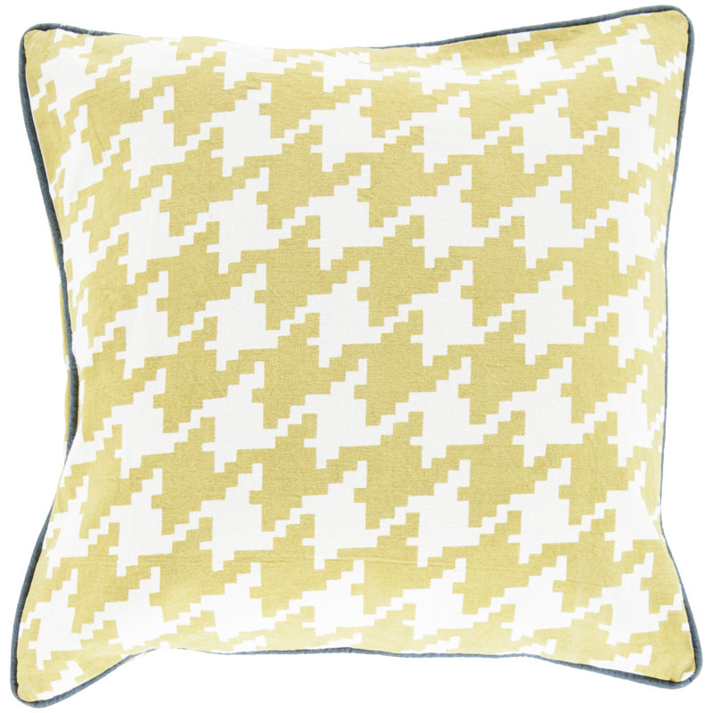 Geometric Cotton Throw Pillow, 20" x 20", Lime, No Fill