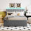 Lit plateforme tapissier avec lit gigogne double Teddy