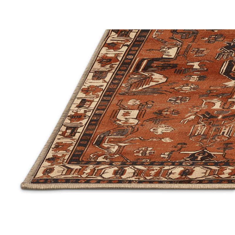 Tapis brun turc lavable à la machine, Carré 4 pi