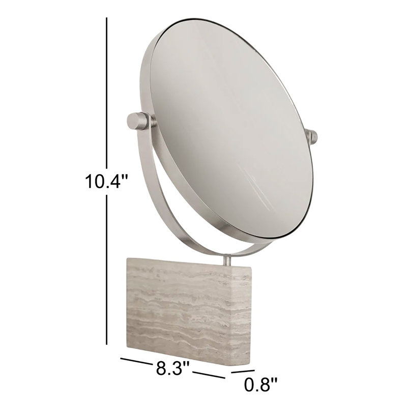 Lamura Round Magnifying Metal Framed Wall Mounted Bathroom / Vanity Mirror in Brushed Stainless Steel