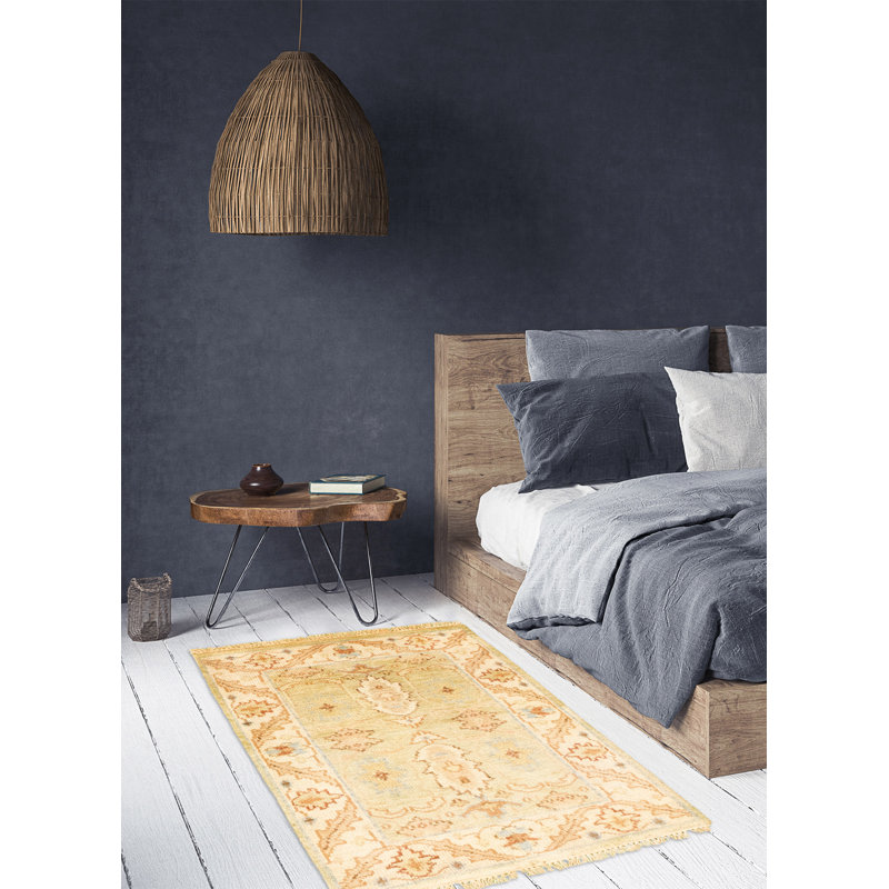 Tapis oriental crème / brun en laine noué à la main