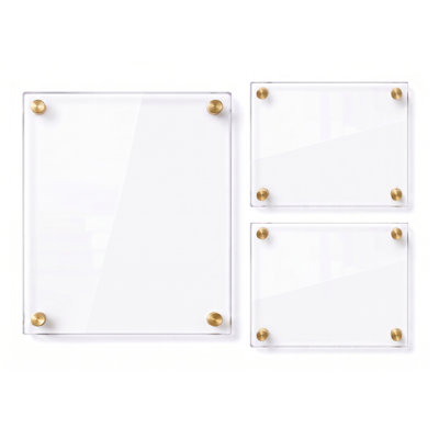 Ensemble de cadres muraux flottants en acrylique avec quincaillerie 1 po: (2) 8 po x 10 po et (1) formats graphiques de 16 po x 20 po