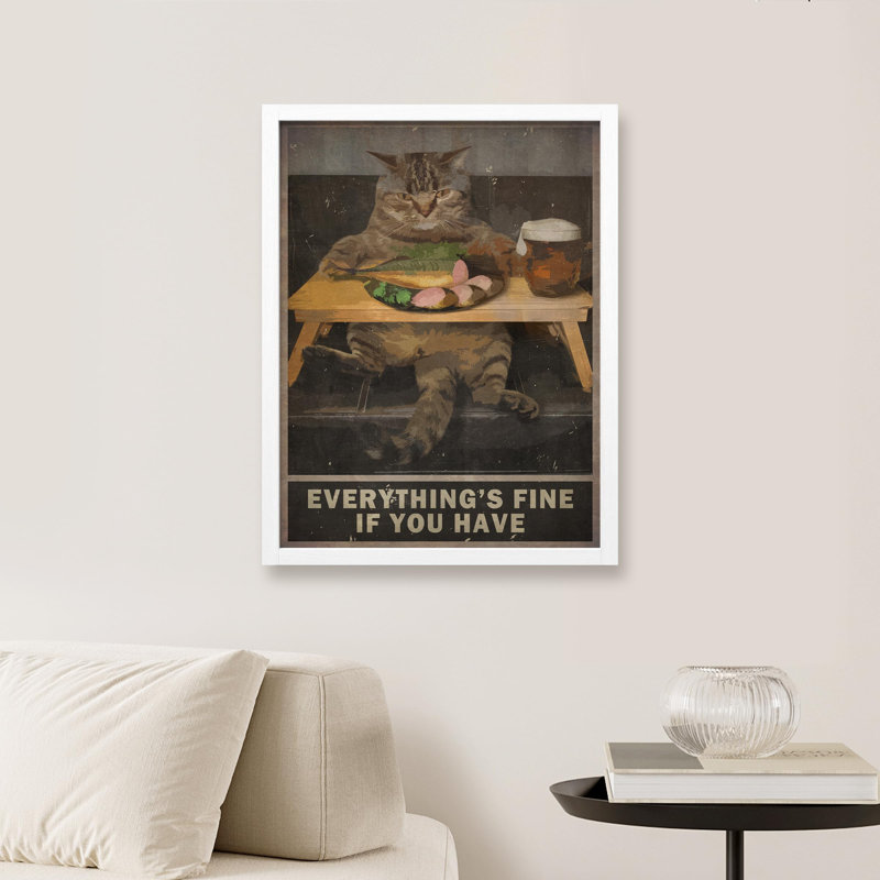 «Cute Cat Quotes Bar Sign» sur papier, Blanc, H 10 po x l 8 po