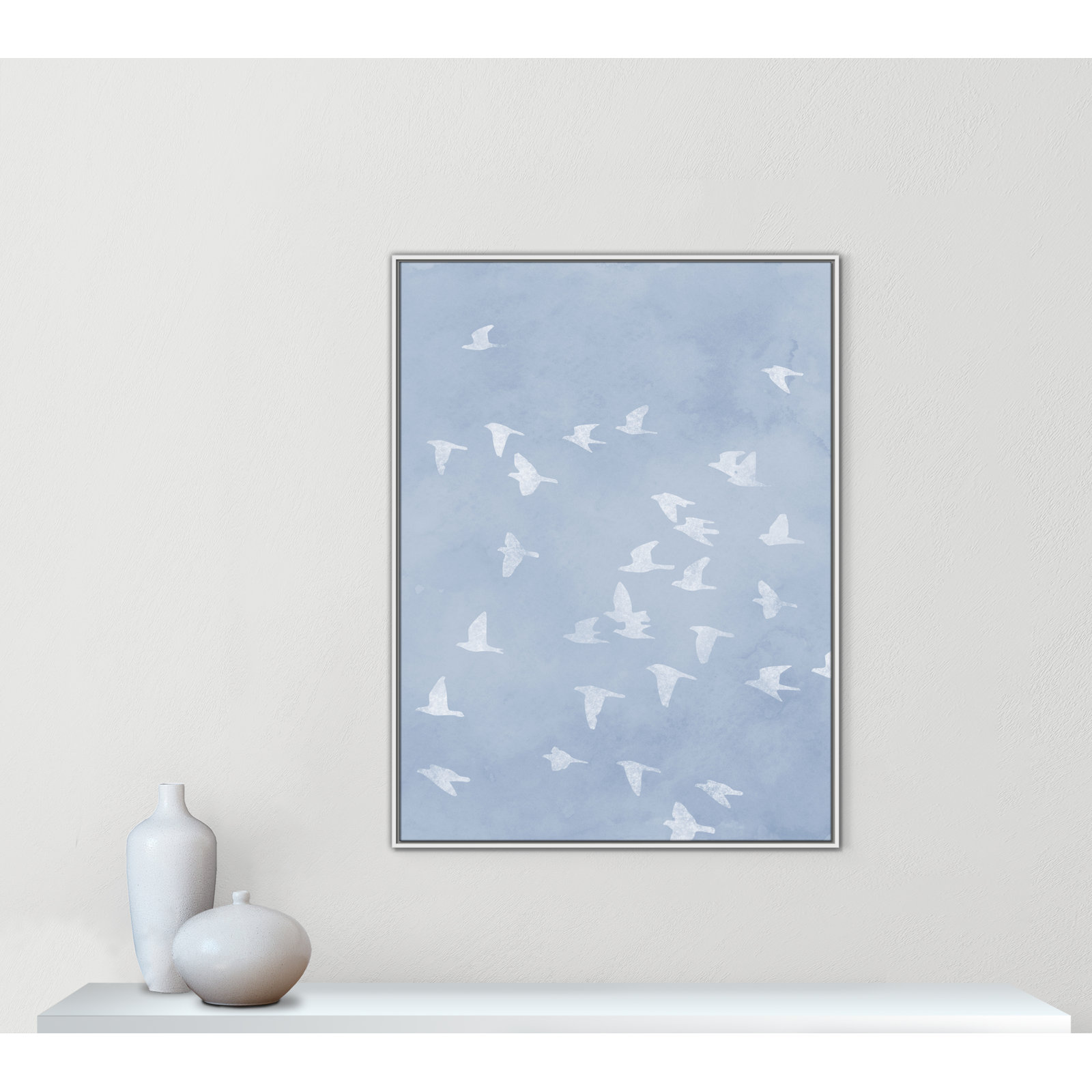 Flying Friends Print by Marcus Prime, White Floater, 37.5'' W x 49.5'' H