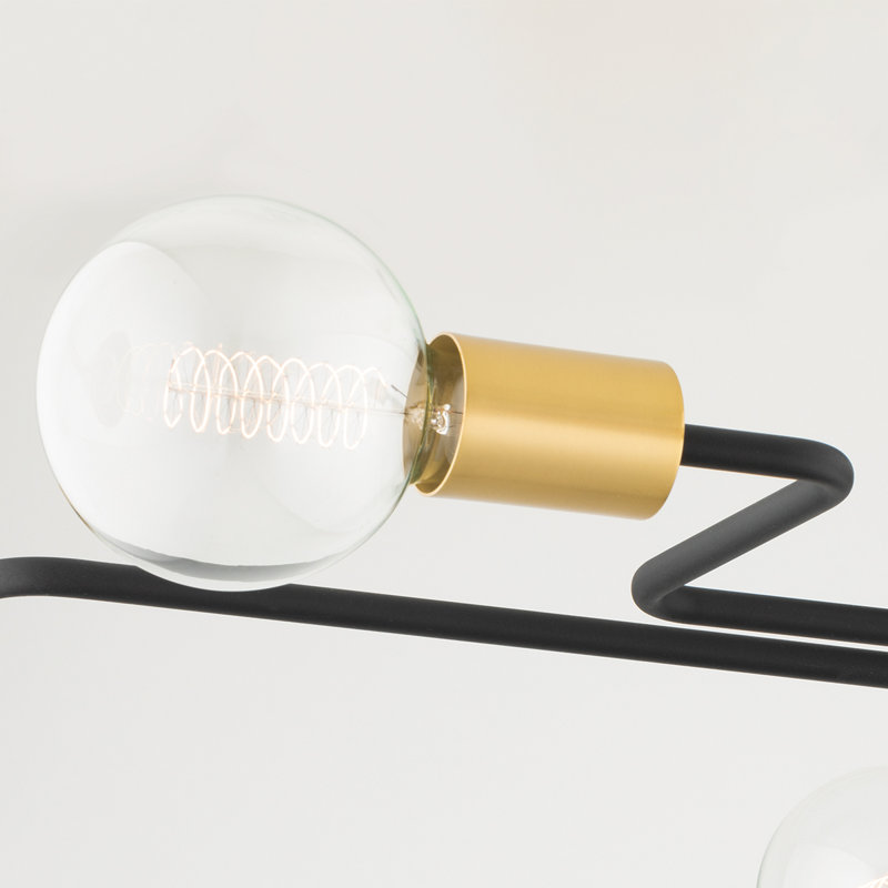 Jena 6 Light Semi Flush, 10.25" H x 67.75" W x 40" D, Polished Nickel/Textured Black