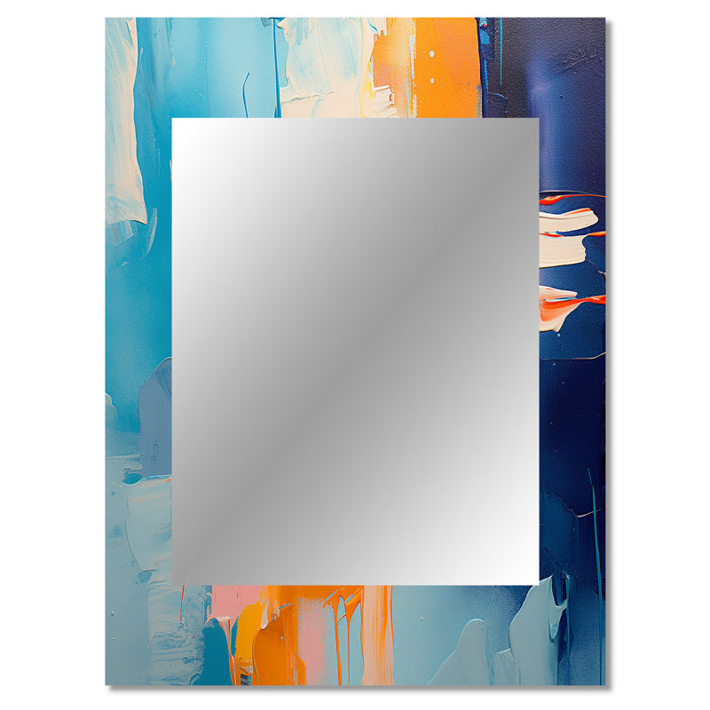 Yulin - Blue Modern Wall Mirror, 40 po x 30 po