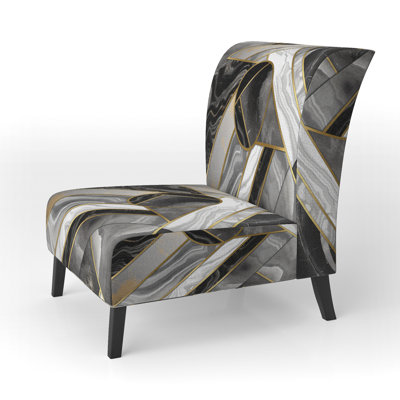 Fauteuil de chambre contemporain revêtu de marbre, granit et agate de marbre avec touches dorées XVIII