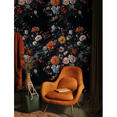 Papier peint floral amovible Midnight Garden Blossom