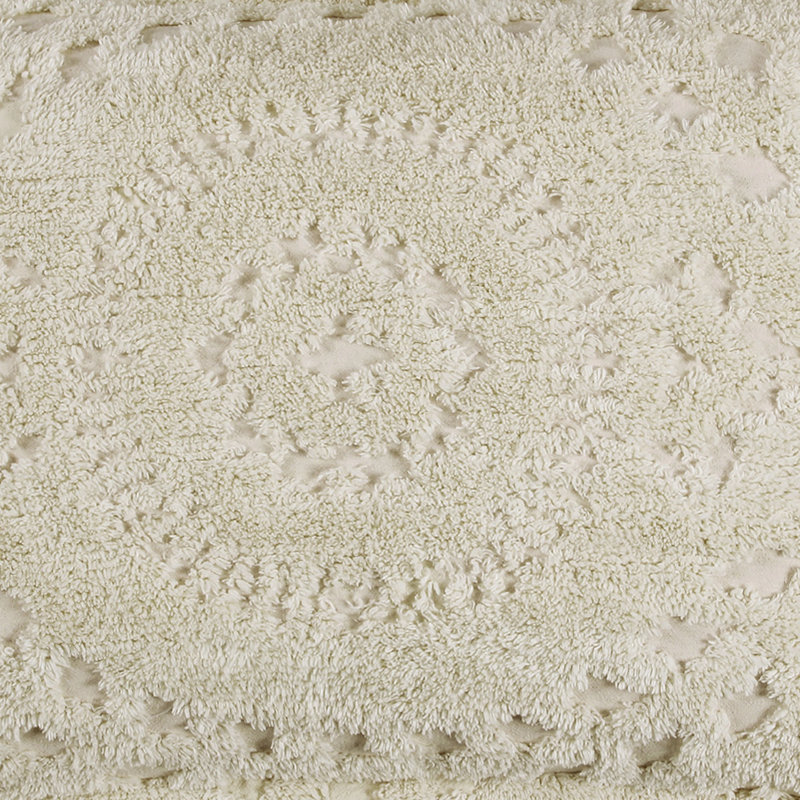 Rio 100% Cotton Chenille Tufted Bedspread, Traditional Medallion Design, Soft Breathable All-Season Machine Washable Coverlet, OEKO-TEX Certified, Full/Double Size, Ivory