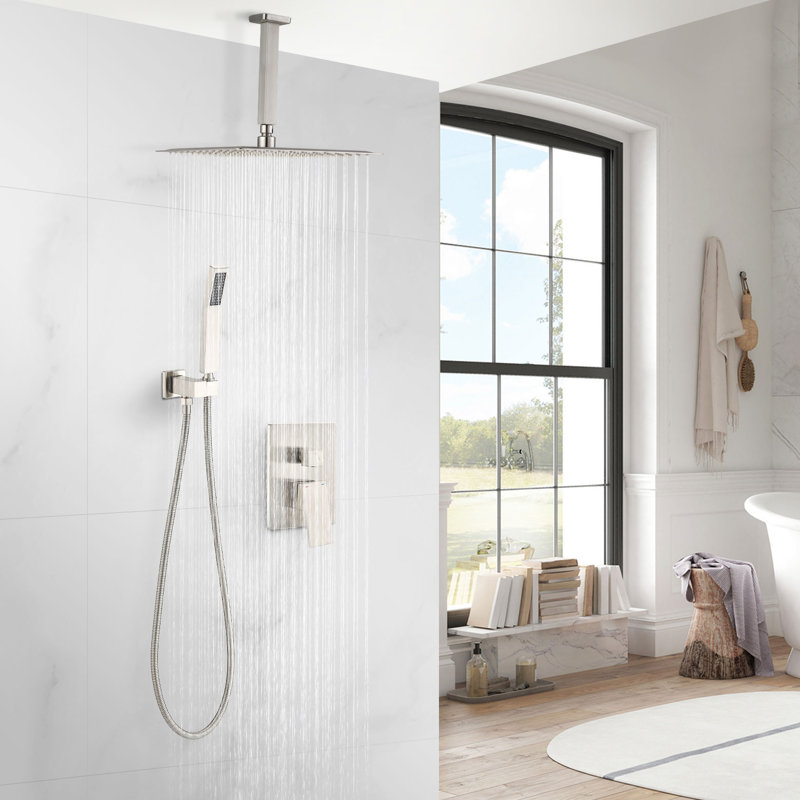 16" Complete Shower System with Rough-in Valve, Brushed Nickel