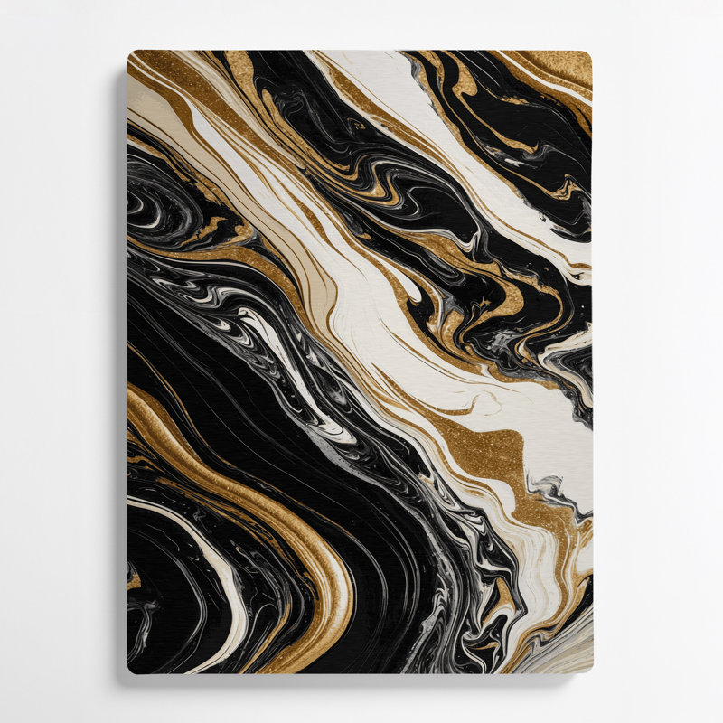 Art abstrait abstrait en métal noir 76, H 11 po x l 14 po