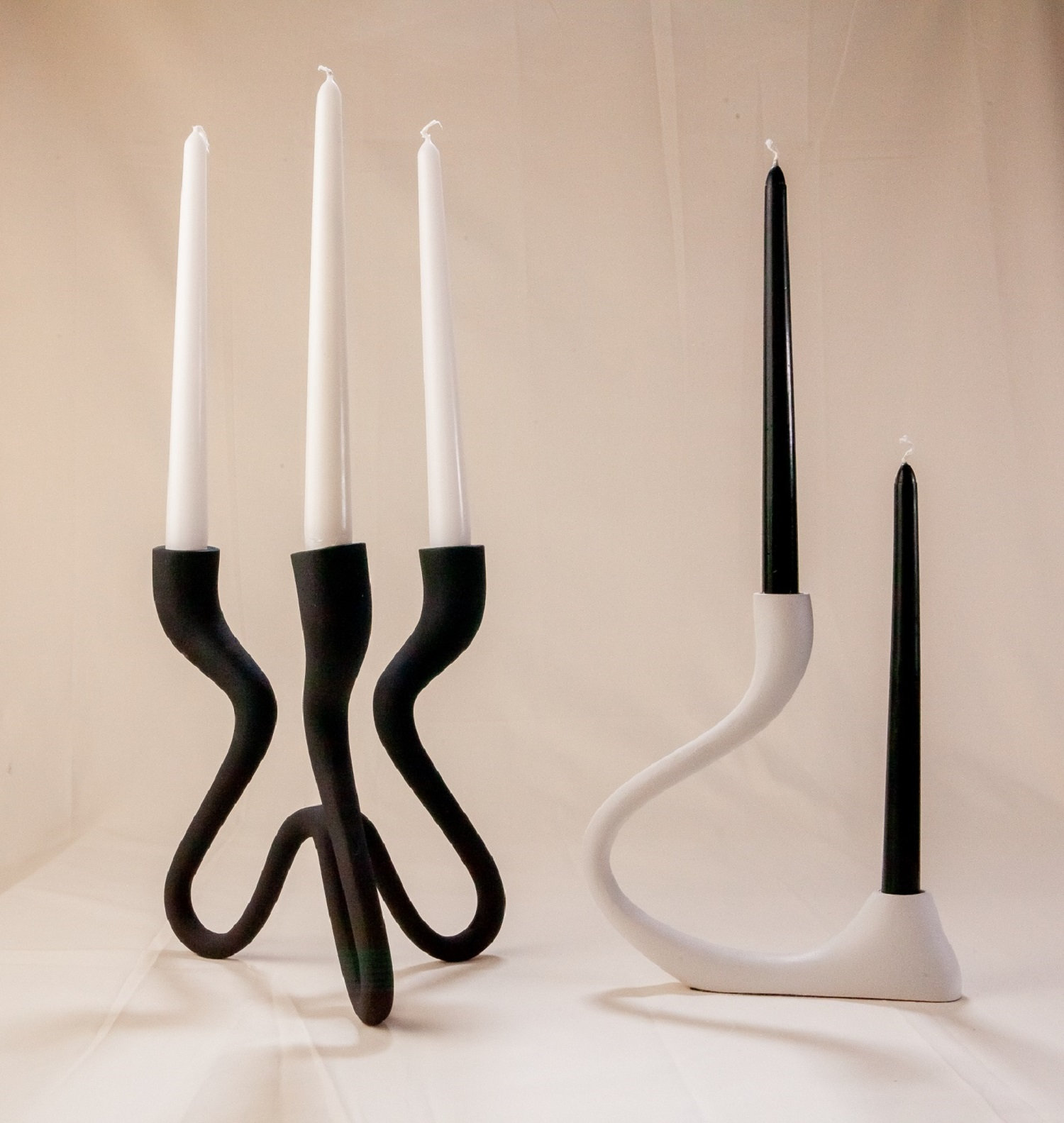 Aluminum Candlestick Holder, White