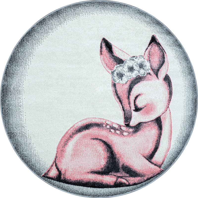 Peck Flatweave Pink/Grey Rug, Round 160cm
