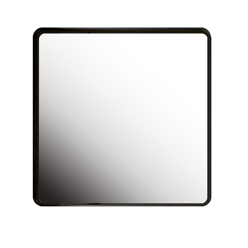 Miroir carré en métal 36 po x 36 po, noir pour salon avec cadre scellé