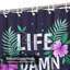 Rideau de douche imperméable à motif floral avec 12 crochets-1780699818