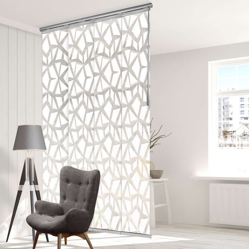 Shattered 4-Panel Single Rail Panel Track Extendable 34"-57" W x 91.4"H, Panel width 15.75"