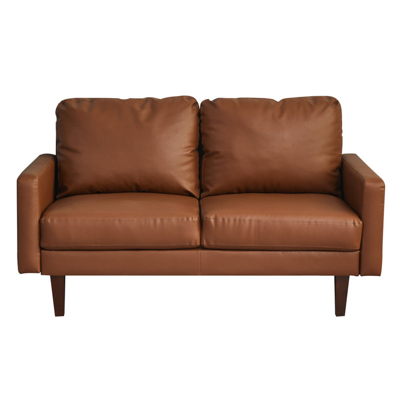 Brown Faux Leather 2-Piece Sofa and Loveseat Living Room Set