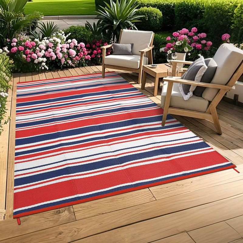 Tapis d'extérieur imperméable réversible en plastique pour l'extérieur, Rectangle 9 pi x 12 pi