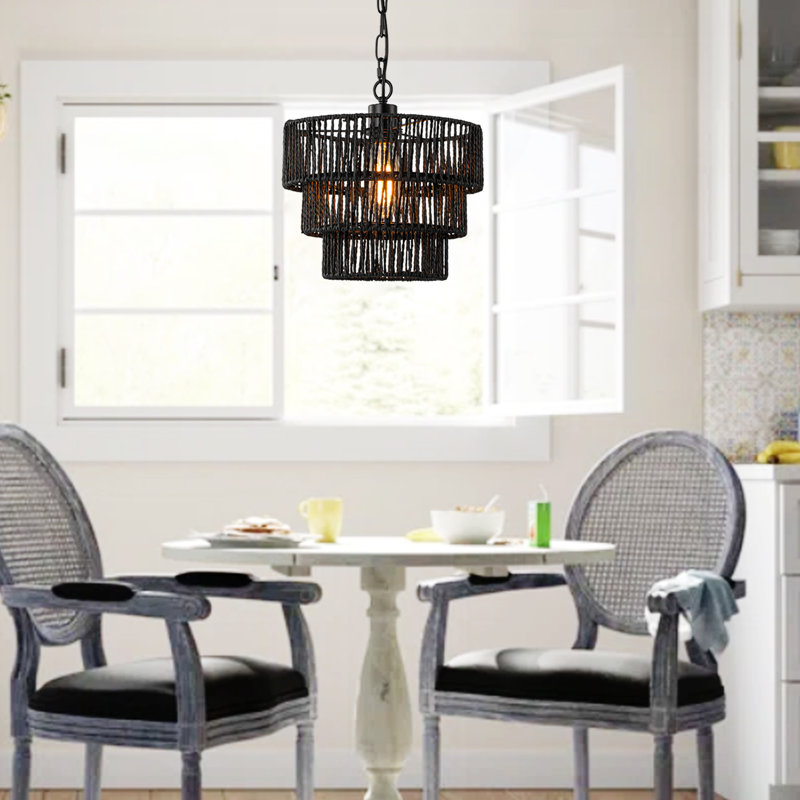 Lustre suspendu 1 lumière Boho, Noir