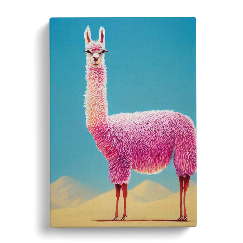 Llama - Wrapped Canvas, 60cm H x 40cm W x 3cm D