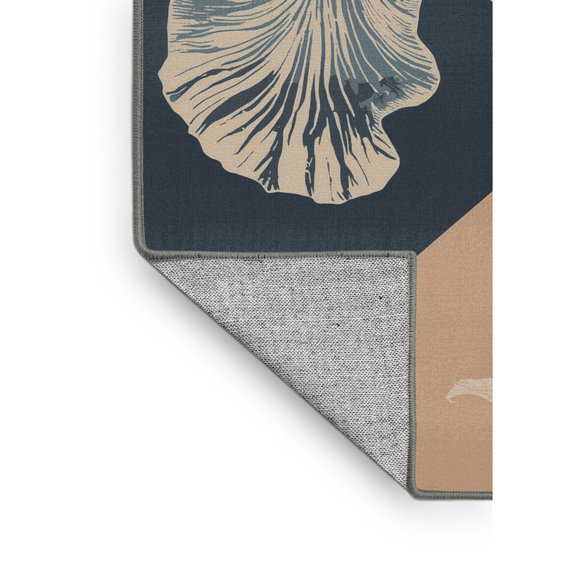 Tapis à motif floral Ortencia Iris lavable à la machine - Gris, Rond 5 pi